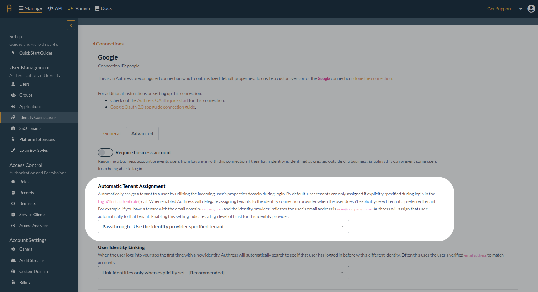 Use the identity provider connection via the passthrough configuration